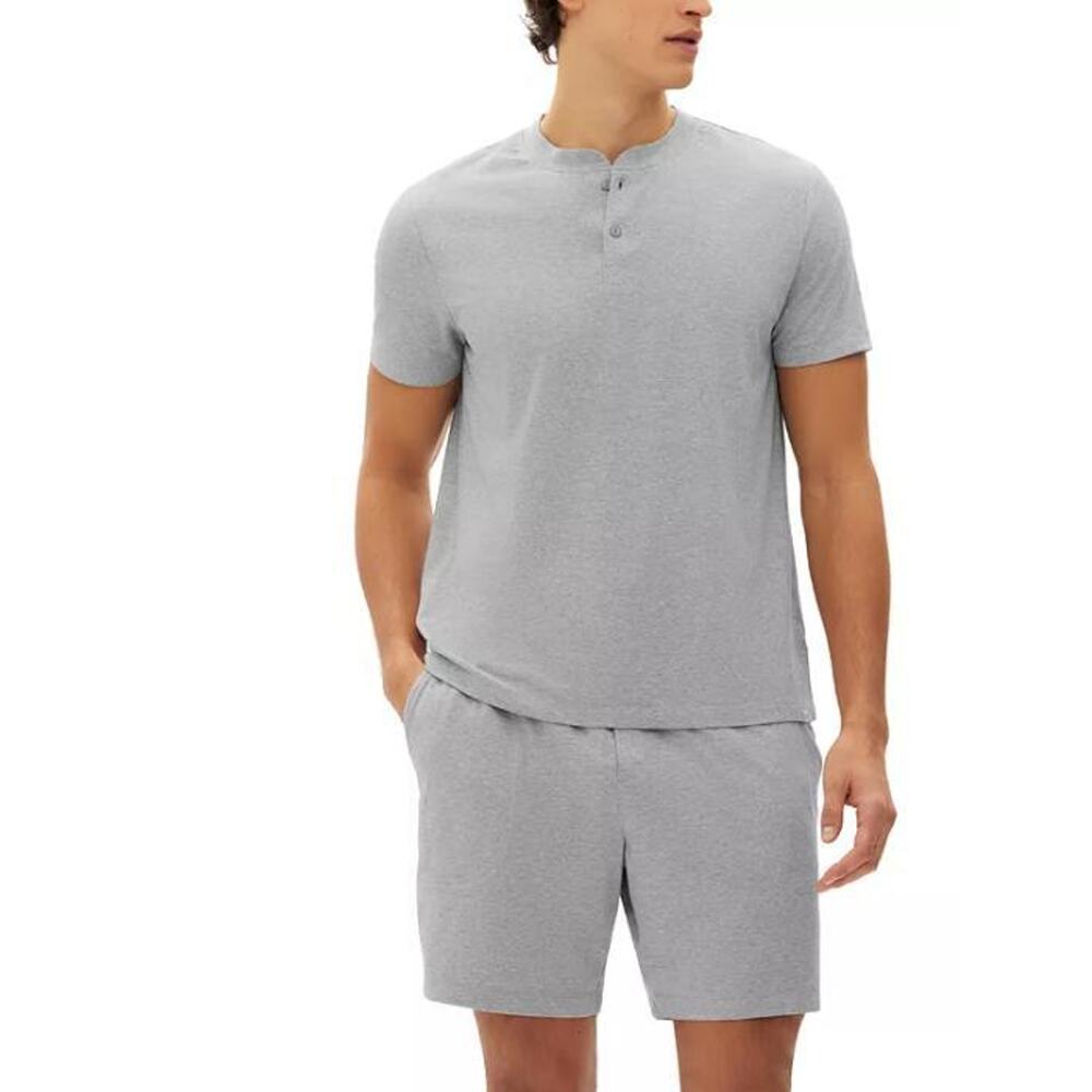 Gap Men's 2-Pc. Heathered Henley Shirt & Shorts Pajama Set Size S 12901